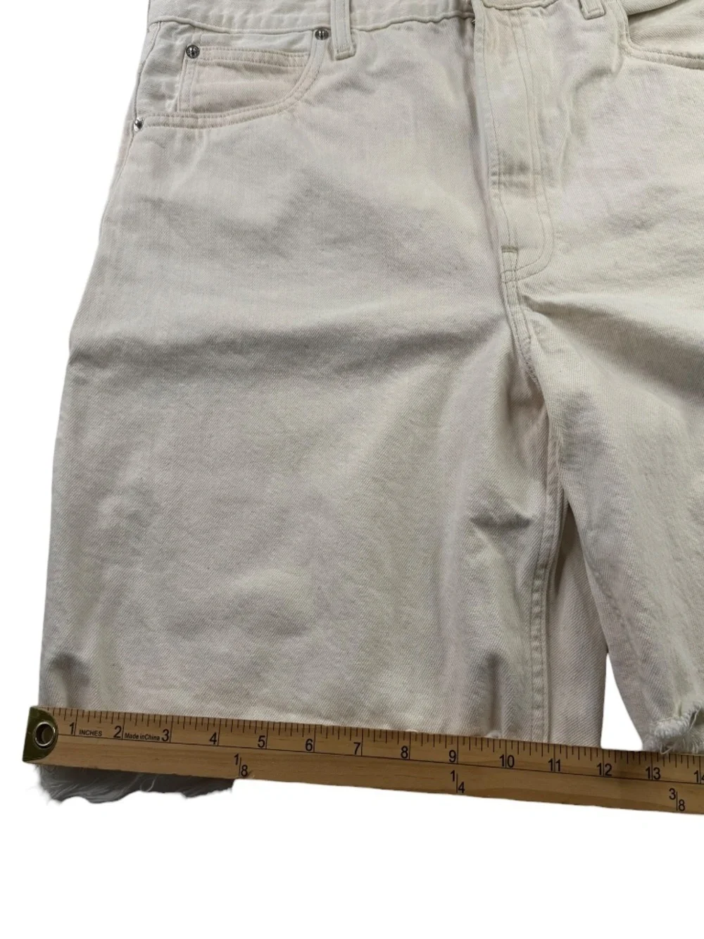 Everlane The OG Baggy Jean Shorts Frayed Hem Bone Sz 31R